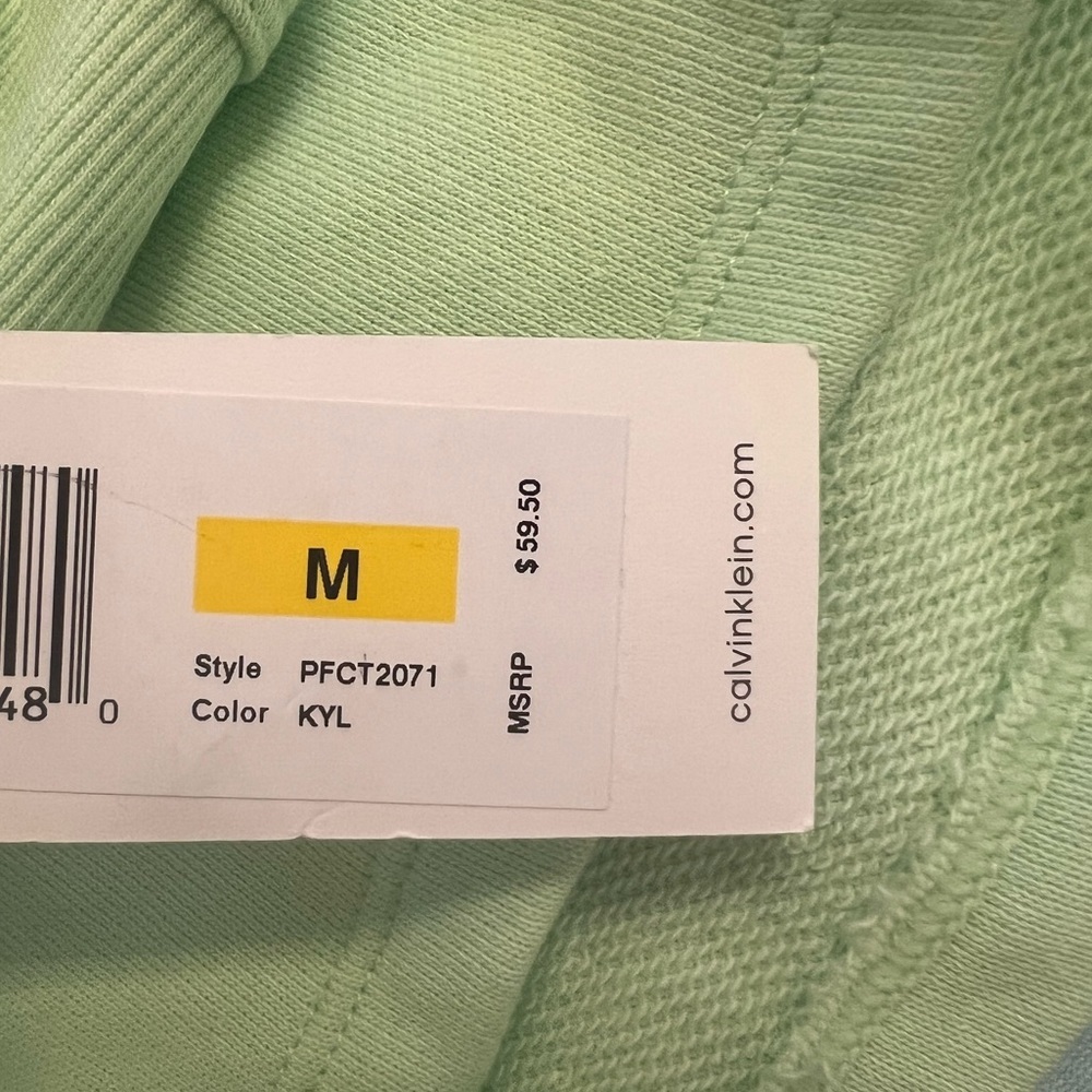 NEW Calvin Klein Performance crop hoodie in muted neon green - Picture 3 of 4